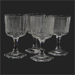Set of four Galle, Nancy, intaglio engraved liqueur glasses, Gallé, Nancy, circa 1880, eac...