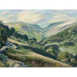 Deryck Stephen Crowther (Northern British 1922-2007): 'Cumbrian Fells - Head of Troutbeck Valley', oil on canvas signed and dated 1981, titled verso with artist's address 45cm x 60cm 
Provenance: from the collection of renowned film director Ridley Scott.