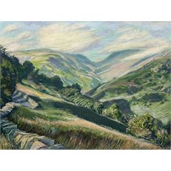 Deryck Stephen Crowther (Northern British 1922-2007): 'Cumbrian Fells - Head of Troutbeck Valley', oil on canvas signed and dated 1981, titled verso with artist's address 45cm x 60cm 
Provenance: from the collection of renowned film director Ridley Scott.