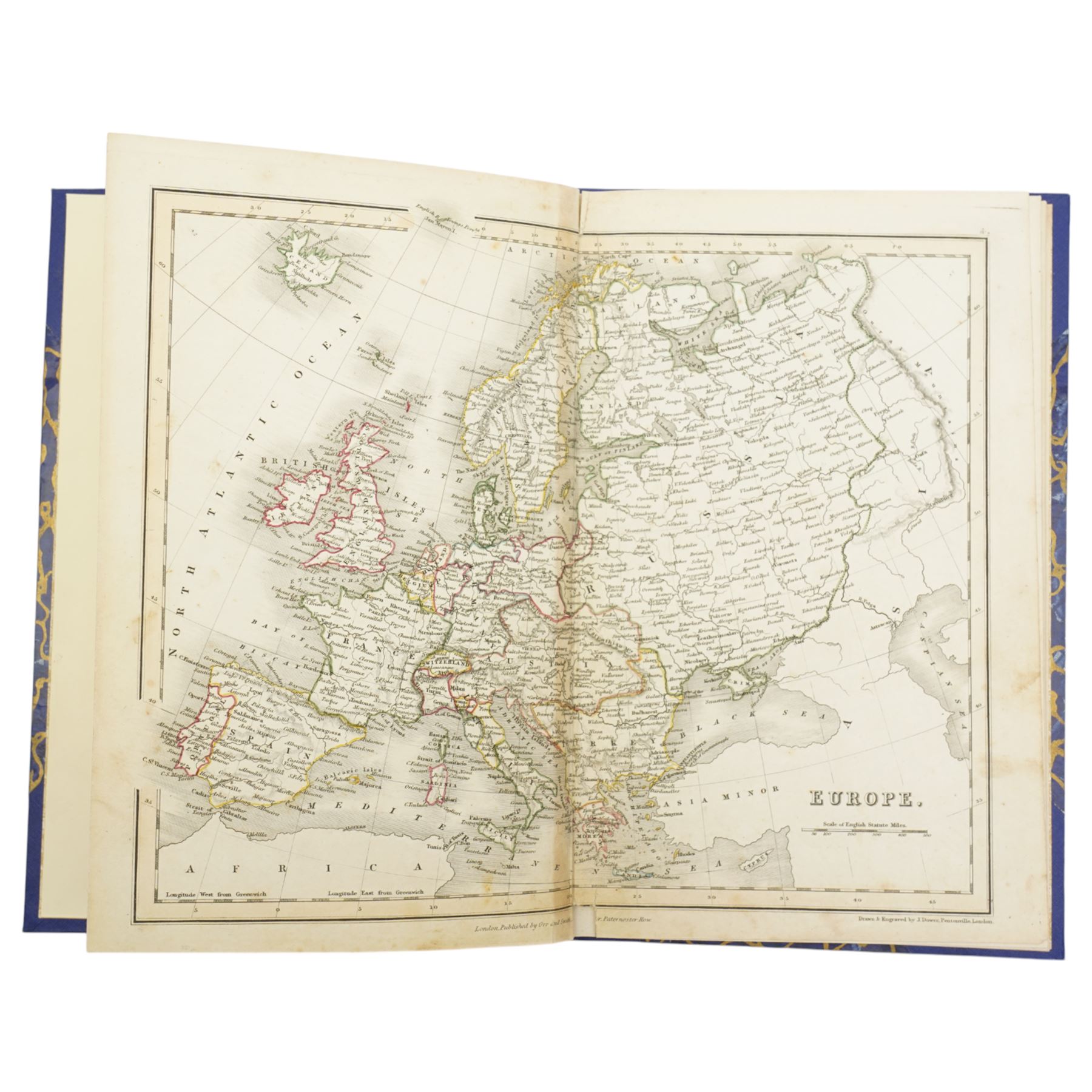 Sidney Hall's Travelling Atlas with all the Railroad with folding maps and advertisements and  Dower's Short Atlas of Modern Geography, rebound