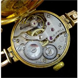Early 20th century 9ct gold ladies manual wind wristwatch, on rose gold expanding link bracelet, stamped 9ct and two Victorian silver lever pocket watches, one by Lancashire Watch Co, Prescot, the other by American Watch Company, Waltham