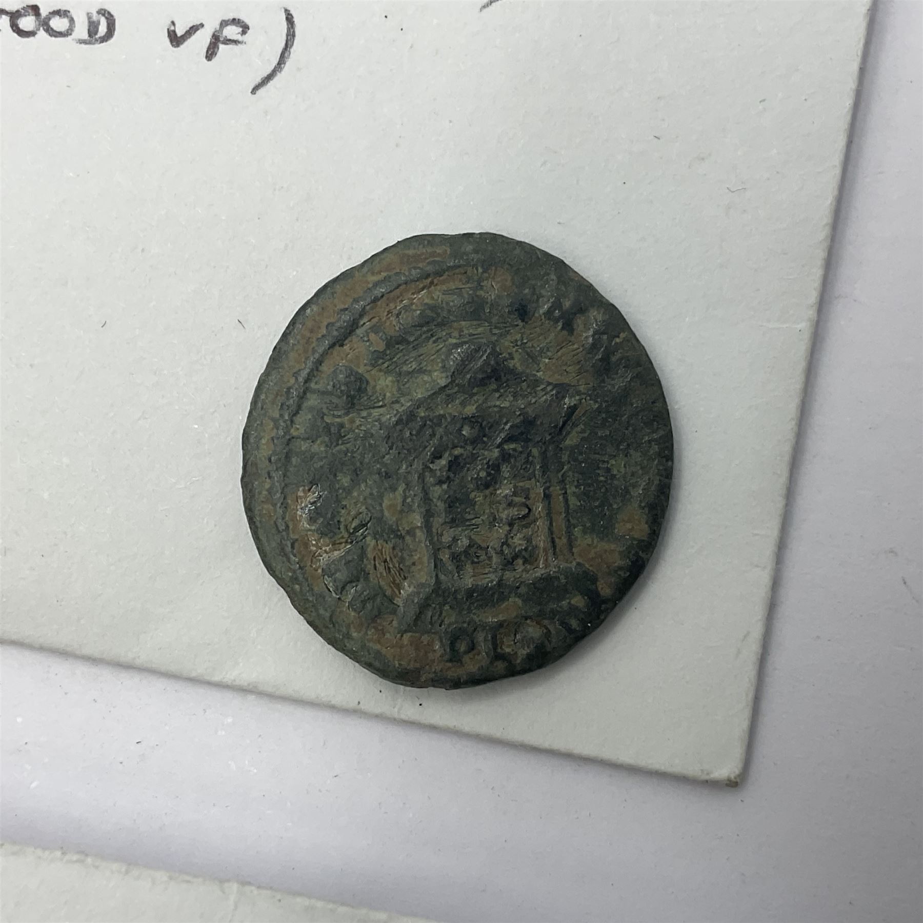 Three House of Constantine bronze coins to include Constantine the Great URBS ROMA; Crispus (AD 317-326) and Constantine II (AD 337-340), both PLON London mint, with small group of Roman etc metal detecting find coins (17) 