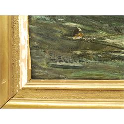 Edwin John Ellis (British 1841-1895): Rowing off the Shore, oil on canvas signed 37cm x 65cm