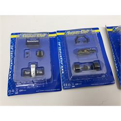 Scalextric - Scalextric 400 C587 set with March Ford 721 and JPS Formula One cars; Calibra Cup set with Motorsport Calibra and Old Spice Calibra; C8040 Track Extension Pack, Hump Back Bridge part-set and unassociated SuperSlot 1:32 scale die-cast Williams-Toyota FW29 unassembled car in four blister packs 