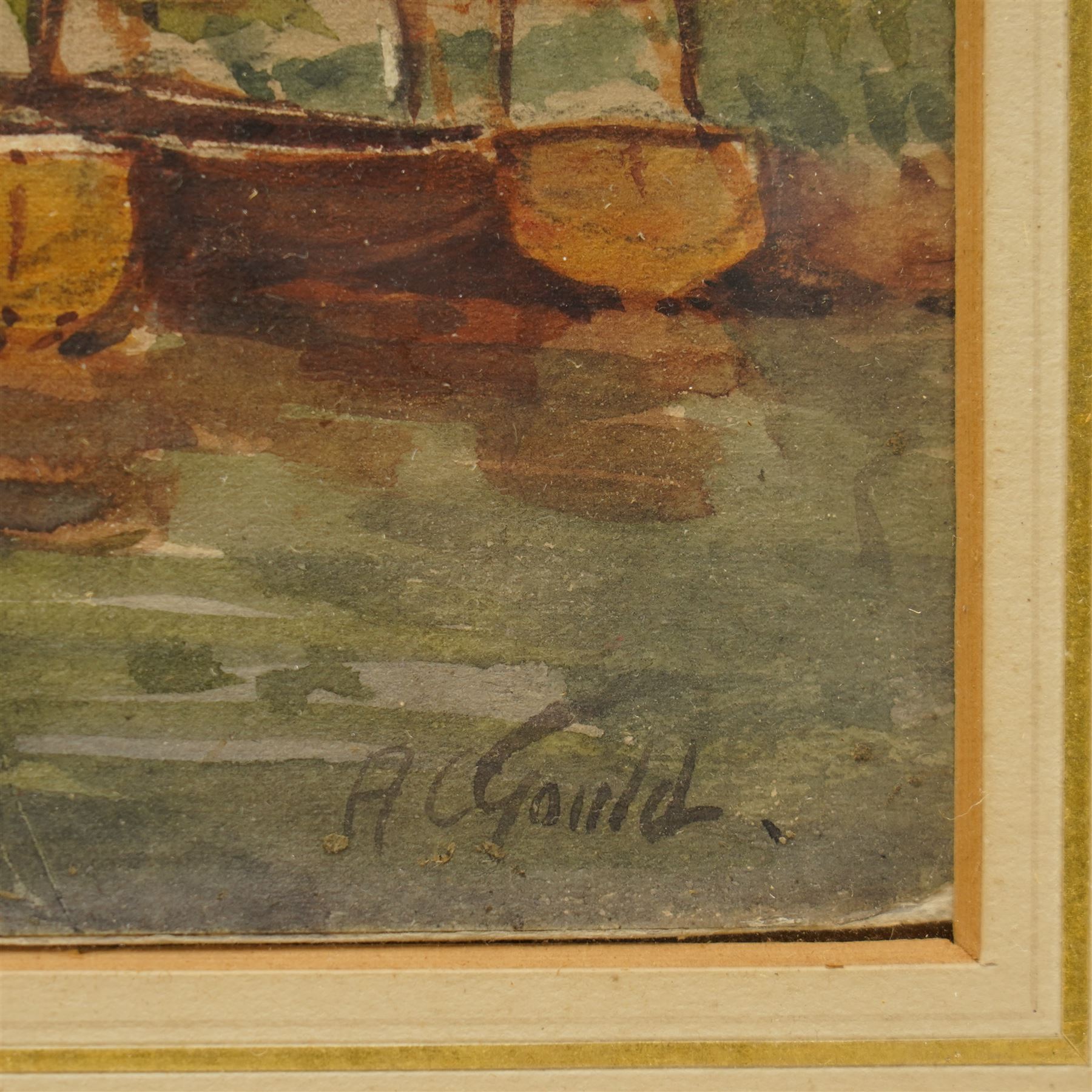 19世紀 A.Carruthers Gould「Landscape」横 証明書付 19世紀 A