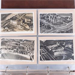 Two-hundred and thirty eight early 19th century to 20th century Whitby view postcards, including twenty-four early 19th century court cards, seventeen views of Whitby Abbey, forty depicting the fishing fleet and harbour, with a selection of cards providing a detailed study of the early 'Yards' the fisherman's dwellings around the harbour, all housed within a Stanley Gibbons Picture Postcard Album