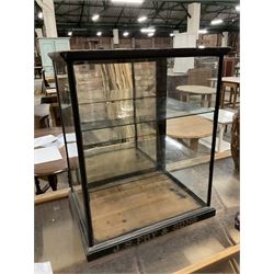 J S Fry & Sons - Victorian glazed and ebonised chocolate countertop display cabinet, fitted with single mirror back door to the rear enclosing two glass shelves, engraved gilt typeface to base - THIS LOT IS TO BE COLLECTED BY APPOINTMENT FROM THE OLD BUFFER DEPOT, MELBOURNE PLACE, SOWERBY, THIRSK, YO7 1QY