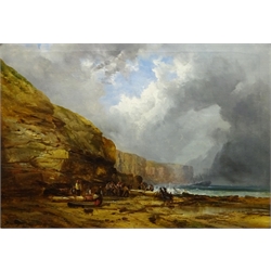  Ralph Reuben Stubbs (British 1824-1879): Wreck on the Yorkshire Coast, oil on canvas signed and dated 1856, 63cm x 90cm  