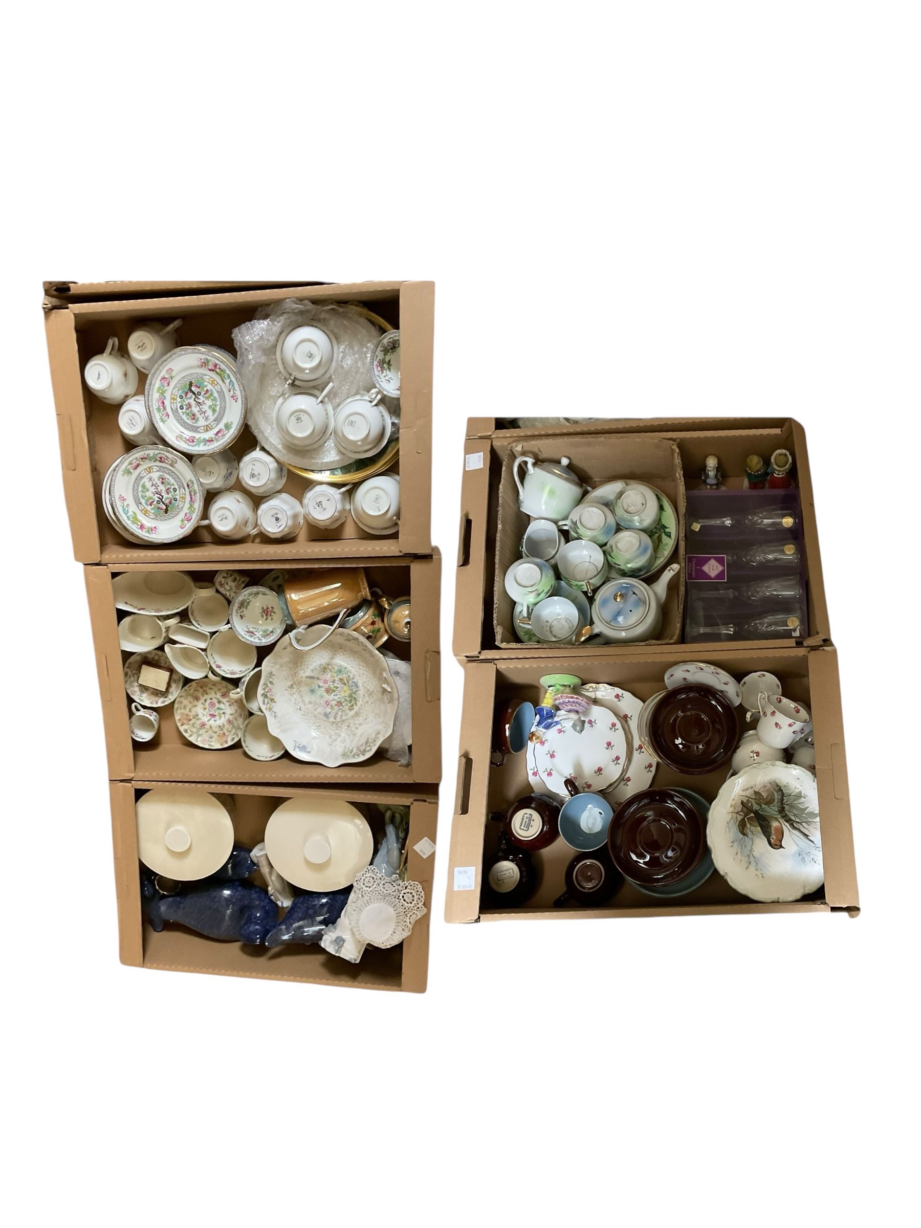 Collection of cermaics including Minton Haddon Hall etc in five boxes 