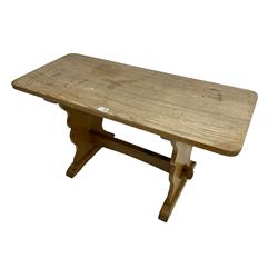 Mid-20th century oak rectangular coffee table, stretcher base