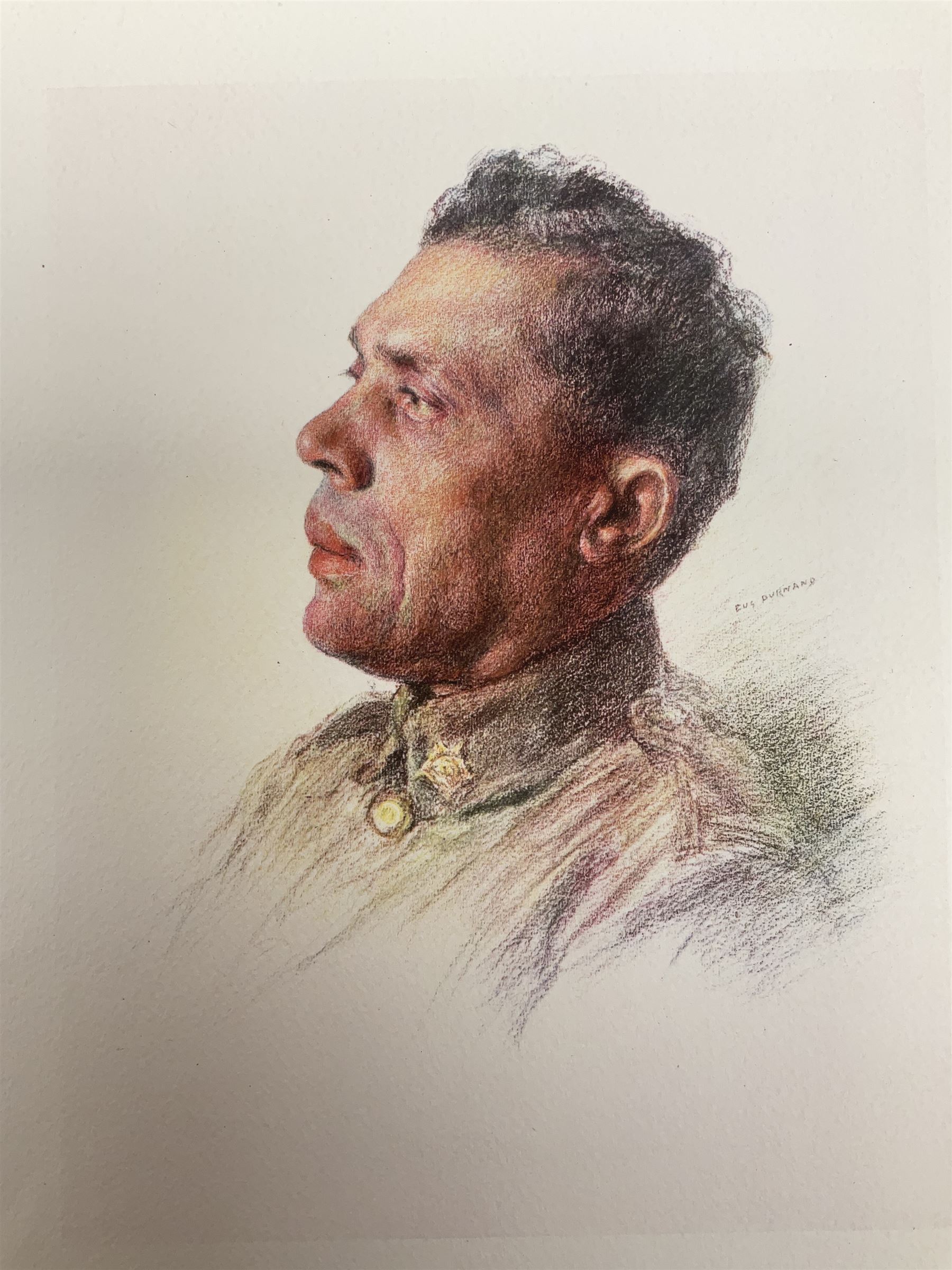 After Eugene Burnand, pair of colour prints of head and shoulder studies of Allies of the Great War depicting Canadian and Polish soldiers, image size 22 x 17cm; unframed (2)