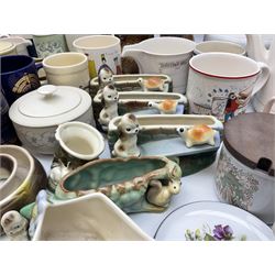 Large collection of Hornsea and Eastgate pottery, to include fauna pattern vases, swan lake tea set, eight limited edition christmas plates, storage jars, mugs, tea and coffee pots etc. Seven boxes. 