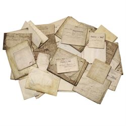 York interest - collection of 18th and 19th century vellum indentures, wills, probate docu...