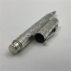 Silver Yard-o-Led Viceroy ballpoint pen, the foliate engraved barrel and cap hallmarked Birmingham 2004 and stamped 925, L11cm