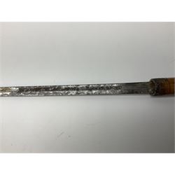 Late 19th/early 20th century sword stick/walking cane with 38cm fullered steel blade 85cm overall