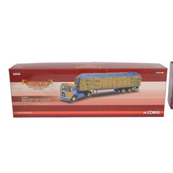 Two Corgi Hauliers of Renown 1:50 scale diecast model lorries, comprising CC12514 Atkinson Borderer Trailer & Canvas Load William Nuttall and CC13915 Foden Alpha Fridge Trailer JA Killoh Transport, both boxed
