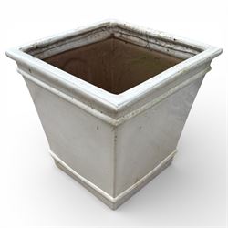 Pair grey glazed ‘Heritage Pottery’ square tapering planters