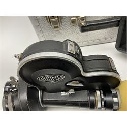 Arriflex 16SB camera body, serial no. 1784, with ' Carl Zeiss Distagon 1:2 f=8mm' lens, serial number 3860224, 'Carl Zeiss Jean Tessar 2/16' lens, serial no 3624355, camera pistol grip and other accessories, in fitted hard case