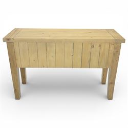 Rustic pine modern console table, fitted with two drawers