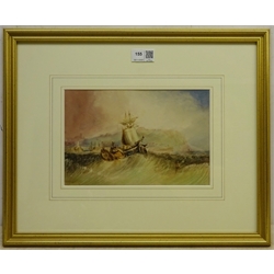 Henry Barlow Carter (British 1804-1868): Fishing Boats off Scarborough Harbour, watercolour unsigned 16cm x 24cm