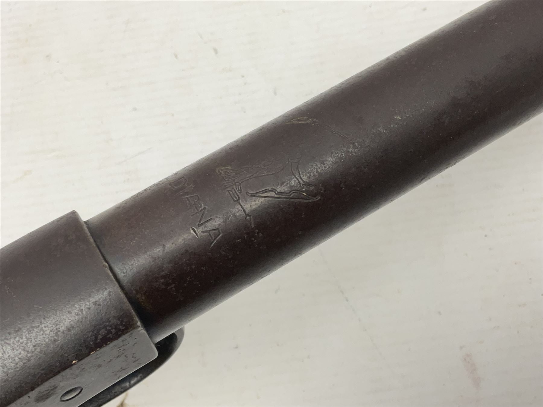 Early 20th  century Diana .177 air rifle with break-barrel action and adjustable trigger, no visible number, L108cm overall  NB: AGE RESTRICTIONS APPLY TO THE PURCHASE OF AIR WEAPONS.