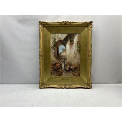 Fredrick John Bartram Hiles R.W.A. (British 1872-1927): 'The Flower Seller', watercolour and gouache signed, 38cm x 26cm
Notes: Hiles lost both arms as a child in a tram car accident and learnt to paint with the brush in his mouth 