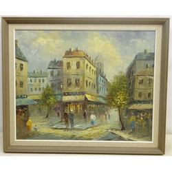 V Bergen (Continental Contemporary): Parisian Street Scene, oil on board signed 46cm x 58cm