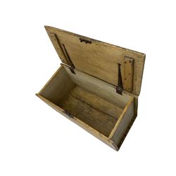 19th century pine blanket box, hinged lid
