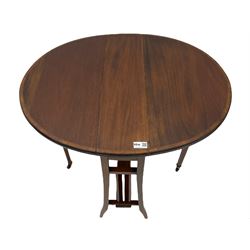 Edwardian inlaid mahogany salon armchair, and an inlaid drop leaf Sutherland table (2)