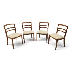 G-Plan - set of four mid-20th century teak 'Fresco' dining chairs, low ladder back on seat...