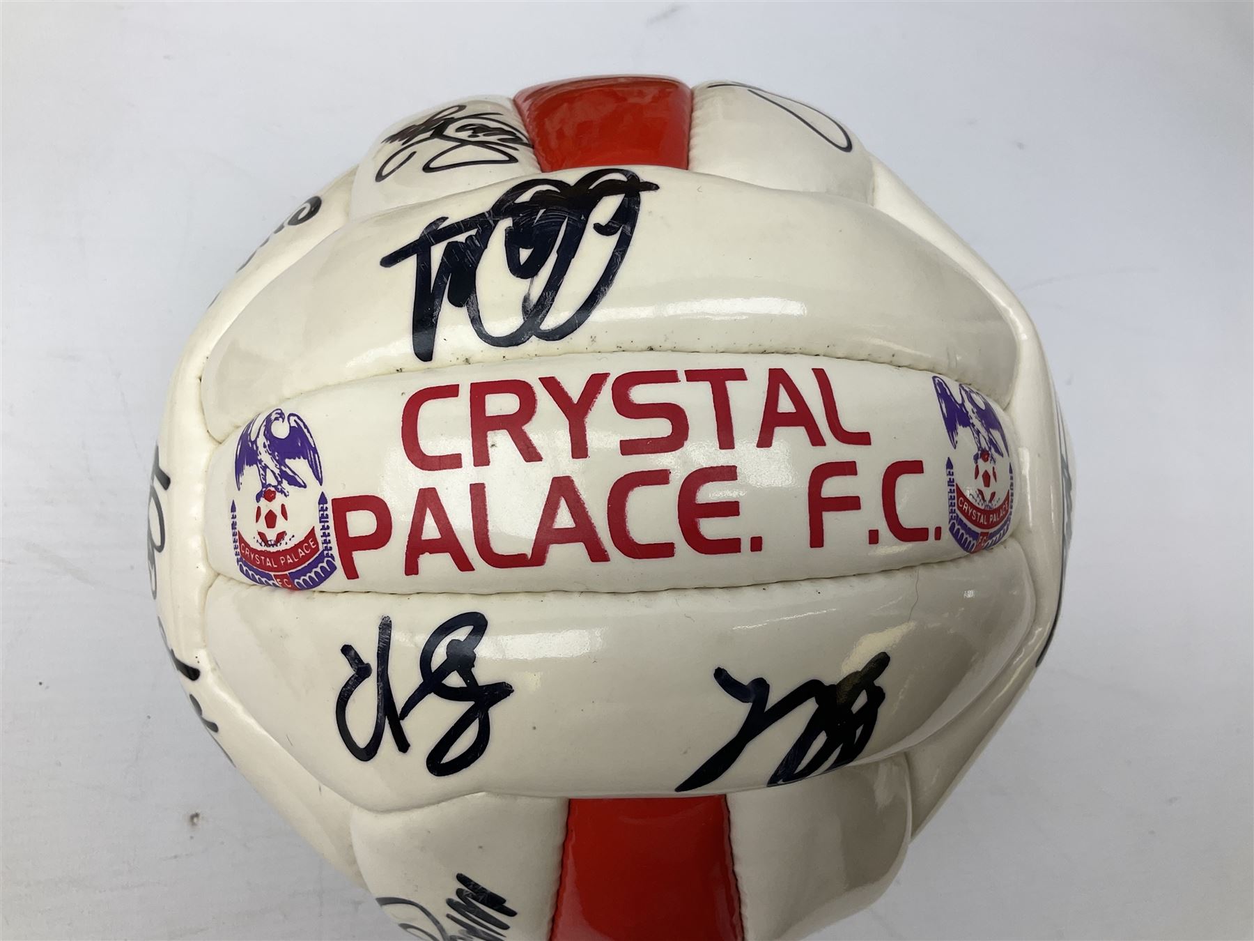Crystal Palace signed leather football, late 1990s, including Steve Coppell, Simon Rodger, Tony Folan, Gareth Graham, Jamie Smith etc; and quantity of football books including 1966 World Cup booklets etc