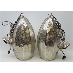  Pair pierced silvered centre light fittings, retailed by Next, H50cm   