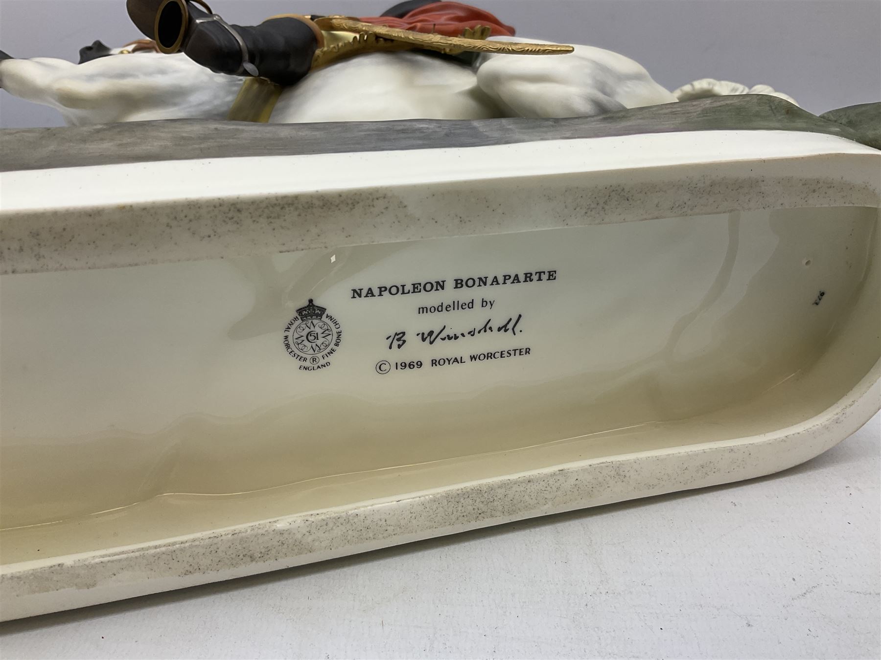 Royal Worcester 'Napoleon Bonaparte', model No. RW3860 by Bernard Winskill, limited edition 747/750, on wooden plinth with title plaque, framed certificate and box, H41cm