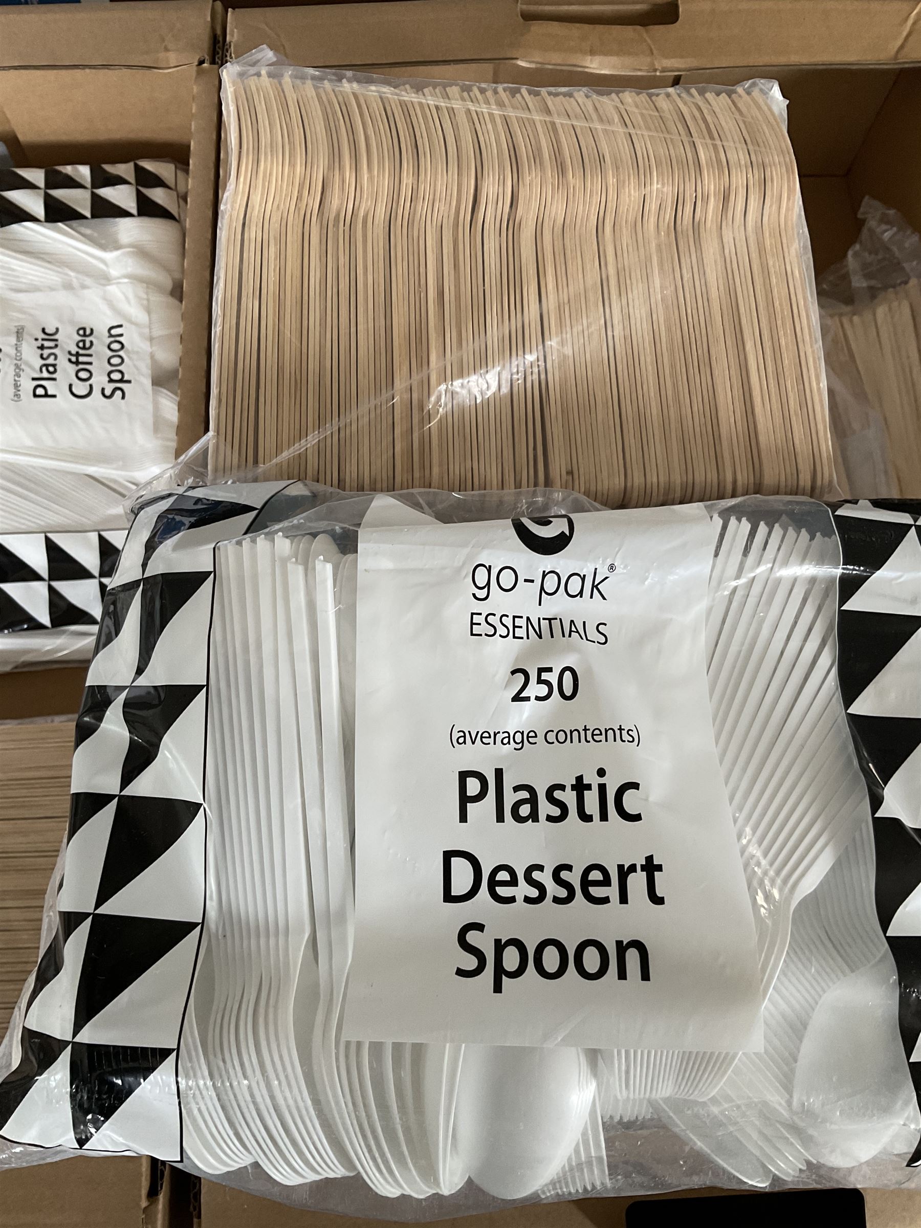 Large quantity of plastic knives, forks, spoons, wooden stirrers, wooden forks, paper straws- LOT SUBJECT TO VAT ON THE HAMMER PRICE - To be collected by appointment from The Ambassador Hotel, 36-38 Esplanade, Scarborough YO11 2AY. ALL GOODS MUST BE REMOVED BY WEDNESDAY 15TH JUNE.