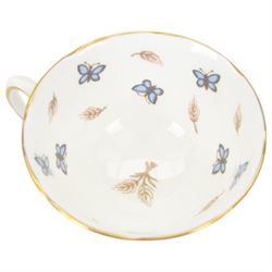 Royal Grafton Butterfly pattern tea and dinner wares for six, 
 comprising dinner plates, teacups and saucers, side plates and dessert plates, designed by The David Linley Co for Mappin & Webb
