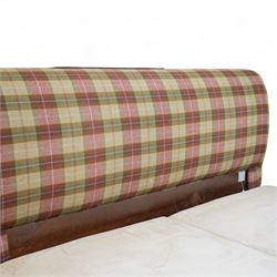 And So To Bed - Bonaparte Emperor 7' upholstered and classic Victorian design wood framed, upholstered in chequered pattern fabric with scroll-shaped headboard and footboard, upholstered side rails, with a faux suede divan together with a fitted Vispring Kingsbridge mattress, supported on cabriole legs 