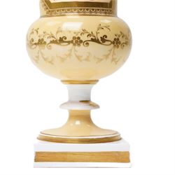 Large 19th vase with painted panel of flowers on a cream ground, in the manner of Coalport but unmarked, H27cm 