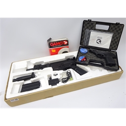  Gamo Precision Airgun model P-23, cased and another BB gun boxed with targets   