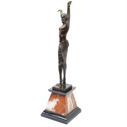 After Demetre Chiparus - art deco style figure of a dancer, on marble plinth, H55cm