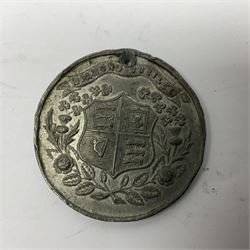 WWI pair of medals comprising Mercantile Marine medal and British War medal, awarded to Dominic L Kelly; both with ribbons and part original packaging and a Victoria Diamond Jubilee medallion.