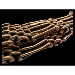 9ct gold five bar gate bracelet with heart padlock clasp, stamped 9c