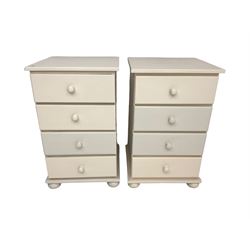 Pair cream painted four drawer chests