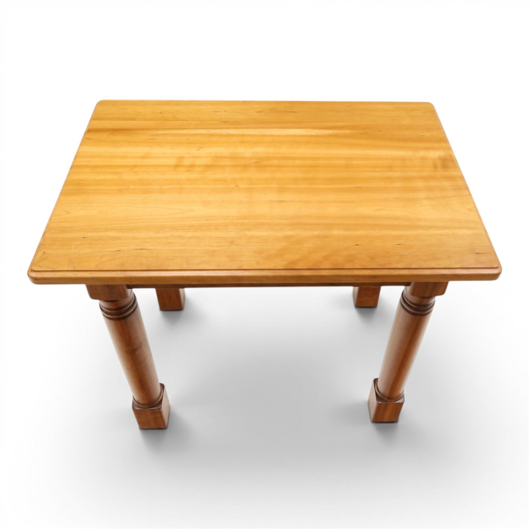 Knightman - cherrywood extension table or serving table, the rectangular top raised on four turned legs, recessed carved knight trademark, by Horace Knight of Old Mill Furniture, Balk near Thirsk