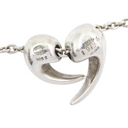Georg Jensen silver heart pendant necklace, from 'Artist Pendant of the Year', designed by Minas Spiridis, London import mark 1996, boxed