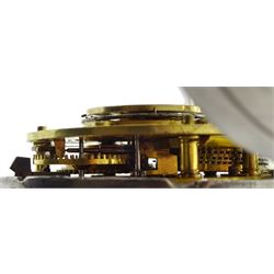 19th century silver full hunter verge fusee pocket watch by George Martin, London, No. 6756, round pillars, pierced and engraved balance cock decorated with a mask, white enamel dial with Roman numerals, case makers mark J A T, London 1830