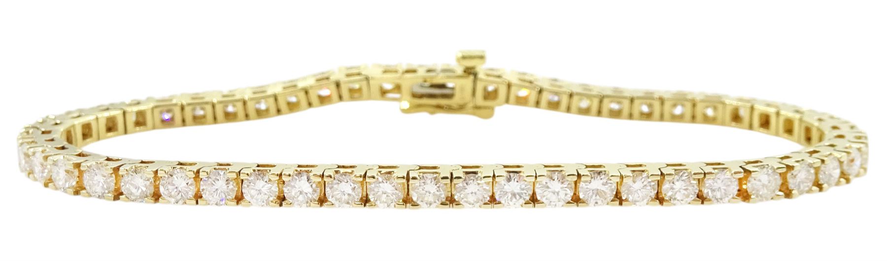 14ct gold round brilliant cut diamond bracelet, stamped, total diamond weight approx 5.00 carat.