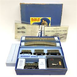 Hornby Dublo - three-rail EDG7 Tank Goods Train set with GWR 0-6-2 Tank locomotive No.6699, two wagons and brake van, quantity of straight and curved track and controller, boxed with instructions and oil bottle.