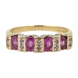 14ct gold pink sapphire and diamond ring, hallmarked