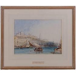 William Callow RWS (British 1812-1908): Boats at Mykonos - Greece, watercolour signed, Christie's label verso 24cm x 33cm
