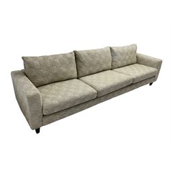Orior - contemporary large three seat sofa, upholstered in patterned textured fabric on ebonised splayed feet